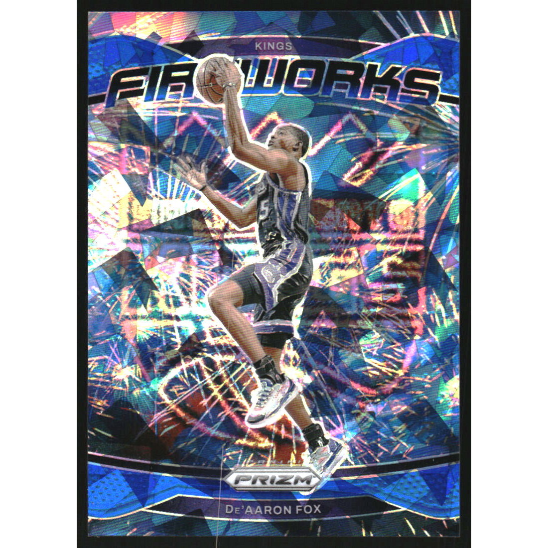 2024-25 Panini Prizm Fireworks Prizms Blue Ice #23 De’Aaron Fox 2024-25 Panini Prizm Fireworks Prizms Blue Ice #23 De’Aaron Fox
