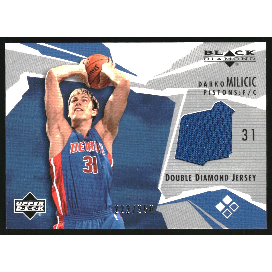 2003-04 Black Diamond Jerseys Double Diamond #BD2MI Darko Milicic 2003-04 Black Diamond Jerseys Double Diamond #BD2MI Darko Milicic