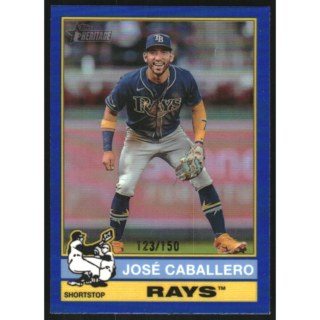 2025 Topps Heritage Chrome Blue Refractors #85 Jose Caballero. rookie card picture
