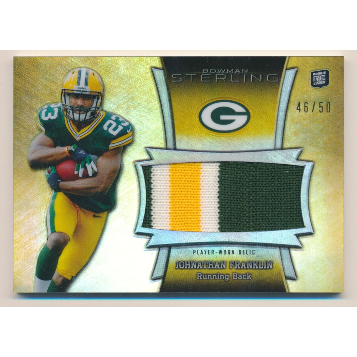 2013 Bowman Sterling Relics Gold Refractors #BSJRRJF Johnathan Franklin/50 2013 Bowman Sterling Relics Gold Refractors #BSJRRJF Johnathan Franklin/50