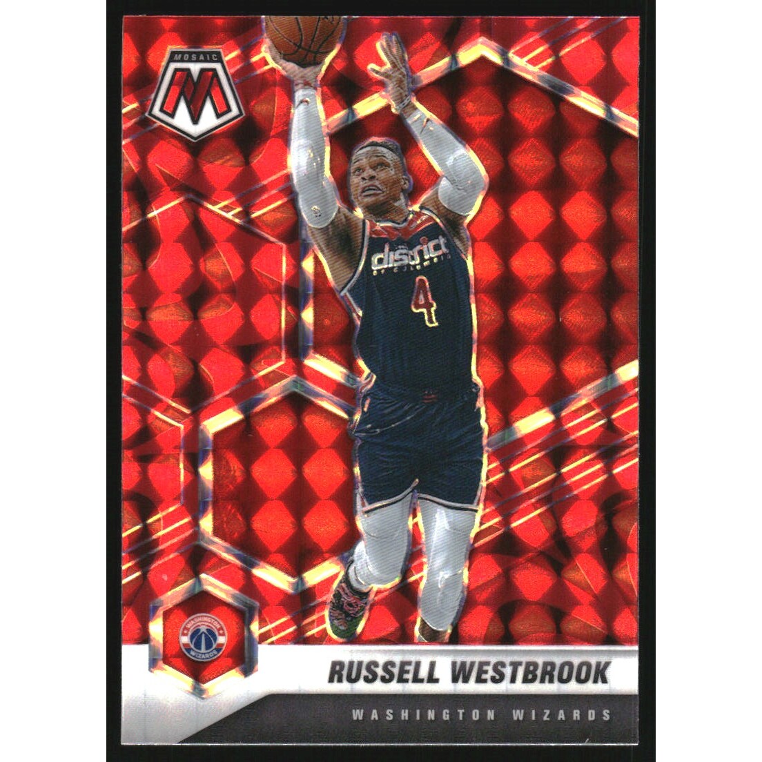 2020-21 Panini Mosaic Mosaic Reactive Red #39 Russell Westbrook 2020-21 Panini Mosaic Mosaic Reactive Red #39 Russell Westbrook