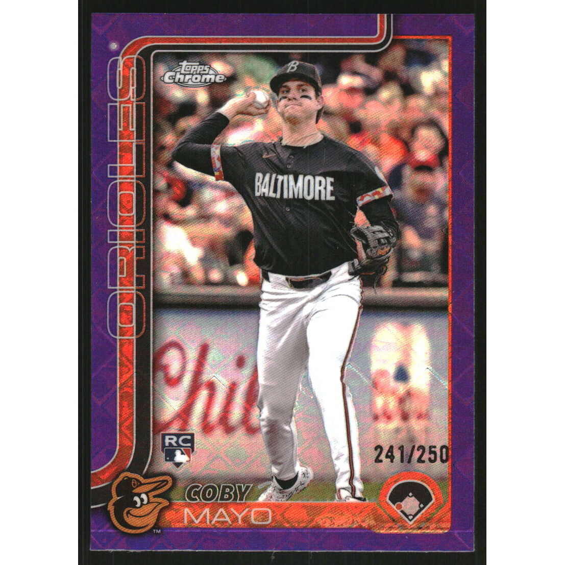 2025 Topps Chrome Logofractor Purple Refractors #120 Coby Mayo 2025 Topps Chrome Logofractor Purple Refractors #120 Coby Mayo