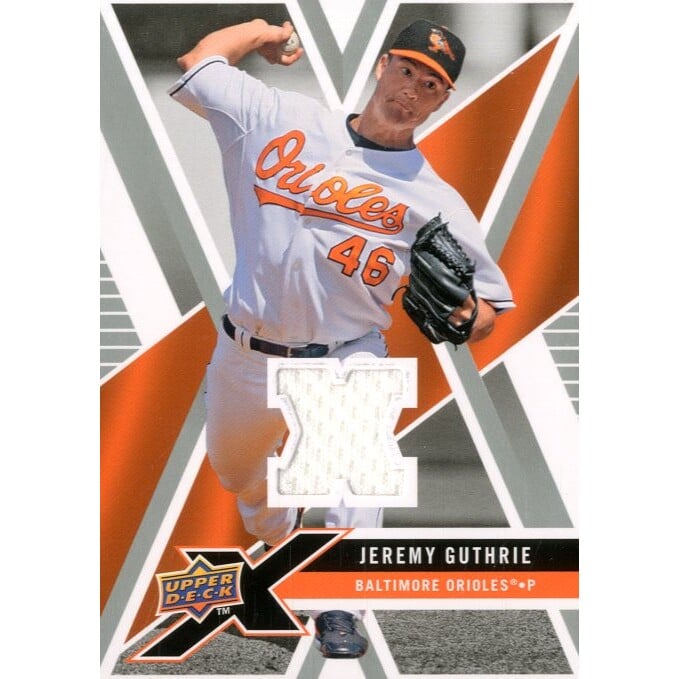 2008 Upper Deck X Memorabilia #JG Jeremy Guthrie. rookie card picture