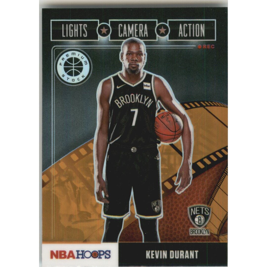 2019-20 Hoops Premium Stock Lights Camera Action Orange #1 Kevin Durant