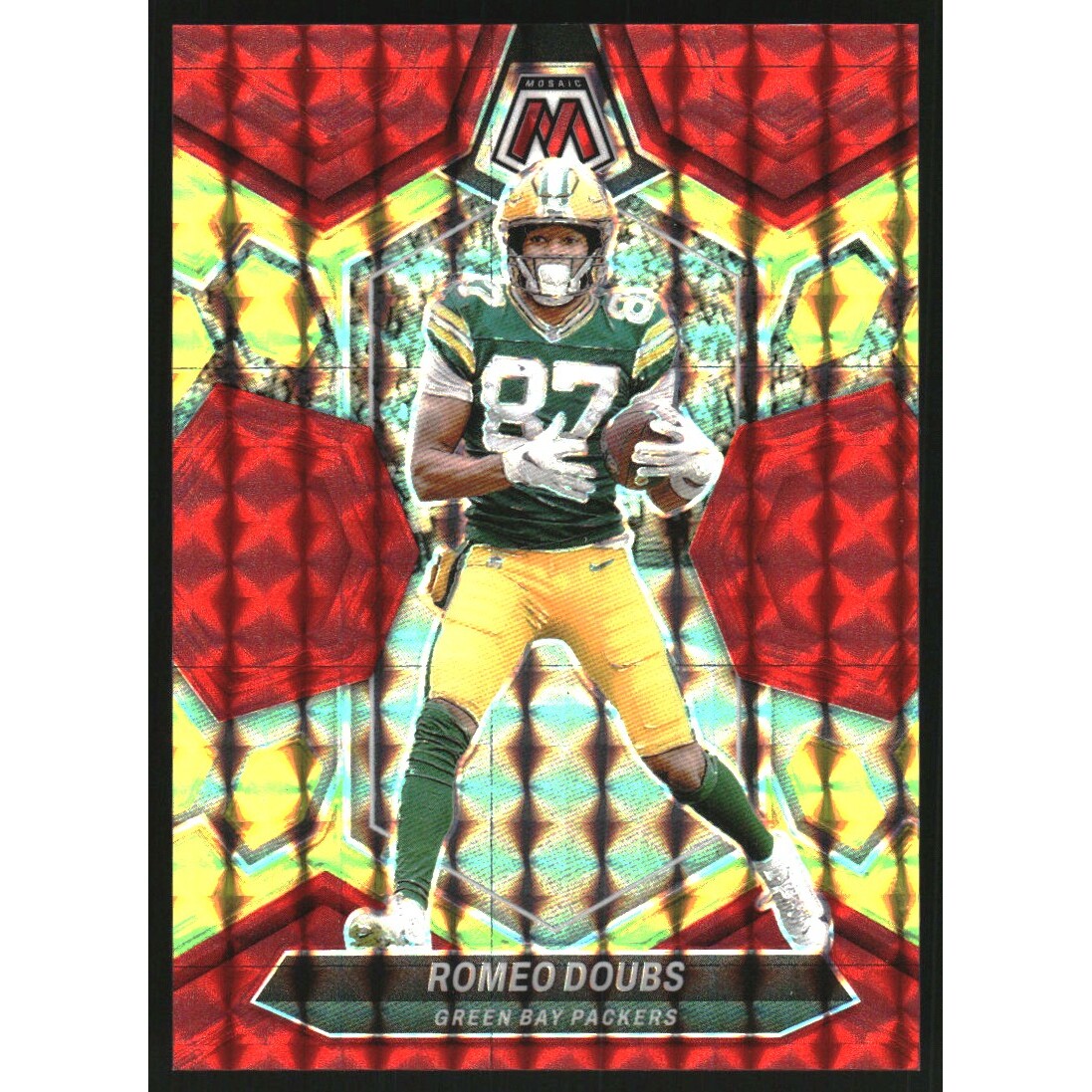 2024 Panini Mosaic Mosaic Choice Fusion Red and Yellow #82 Romeo Doubs