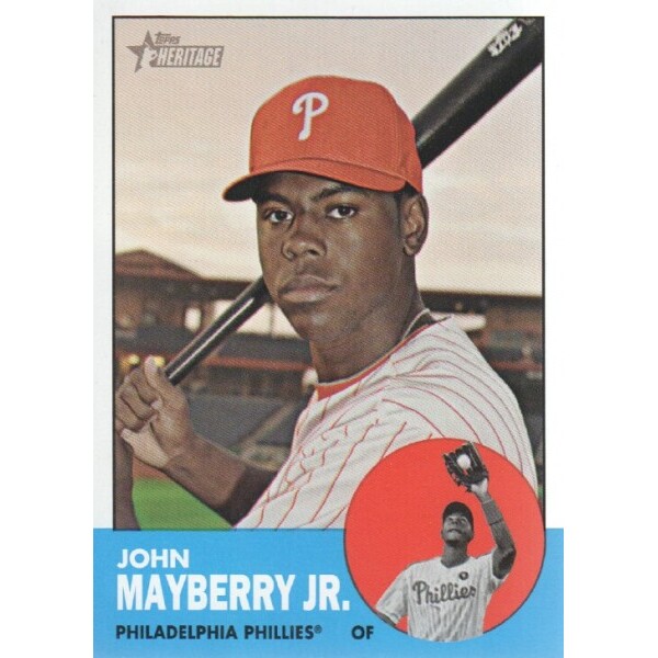 2012 Topps Heritage #465 John Mayberry Jr. SP. rookie card picture