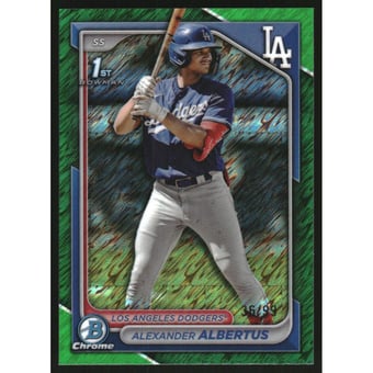 2024 Bowman Chrome Prospects Green Shimmer Refractors #BCP156 Alexander Albertus