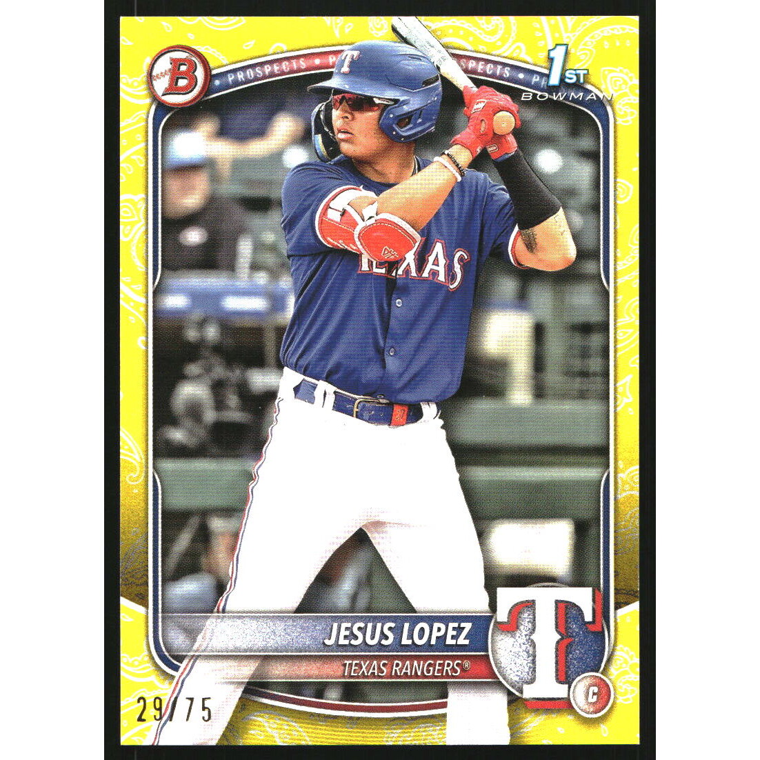2025 Bowman Prospects Yellow Pattern #BP88 Jesus Lopez. rookie card picture