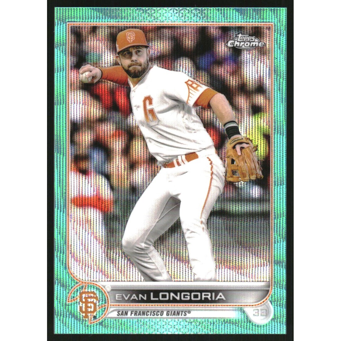 2022 Topps Chrome Aqua Wave Refractors #54 Evan Longoria