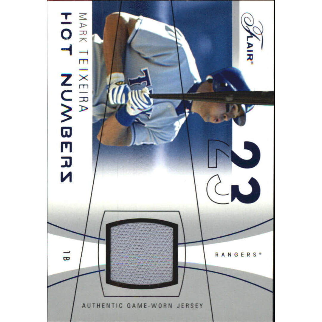 2004 Flair Hot Numbers Game Used Blue #MT Mark Teixeira 2004 Flair Hot Numbers Game Used Blue #MT Mark Teixeira