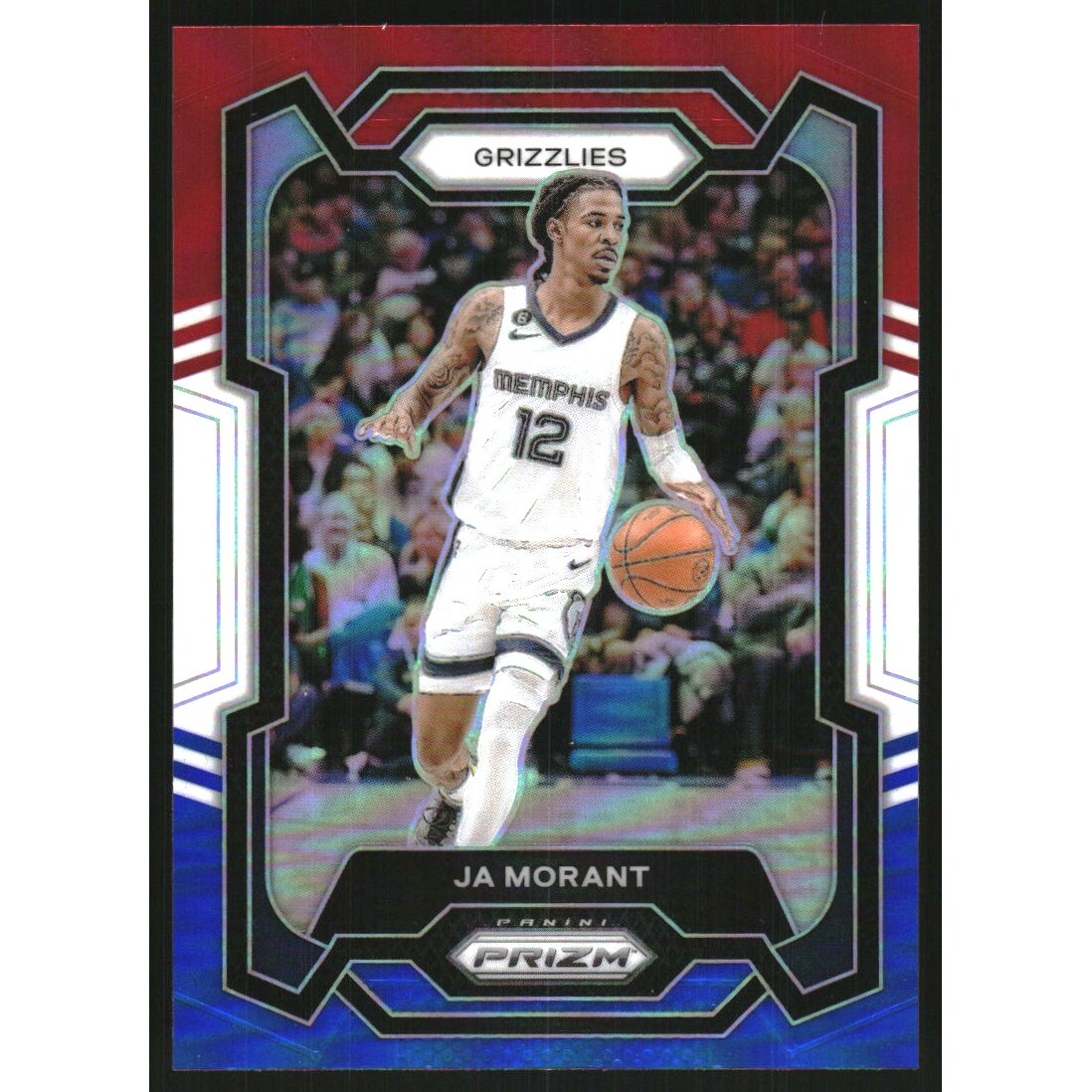 2023-24 Panini Prizm Prizms Red White and Blue #96 Ja Morant