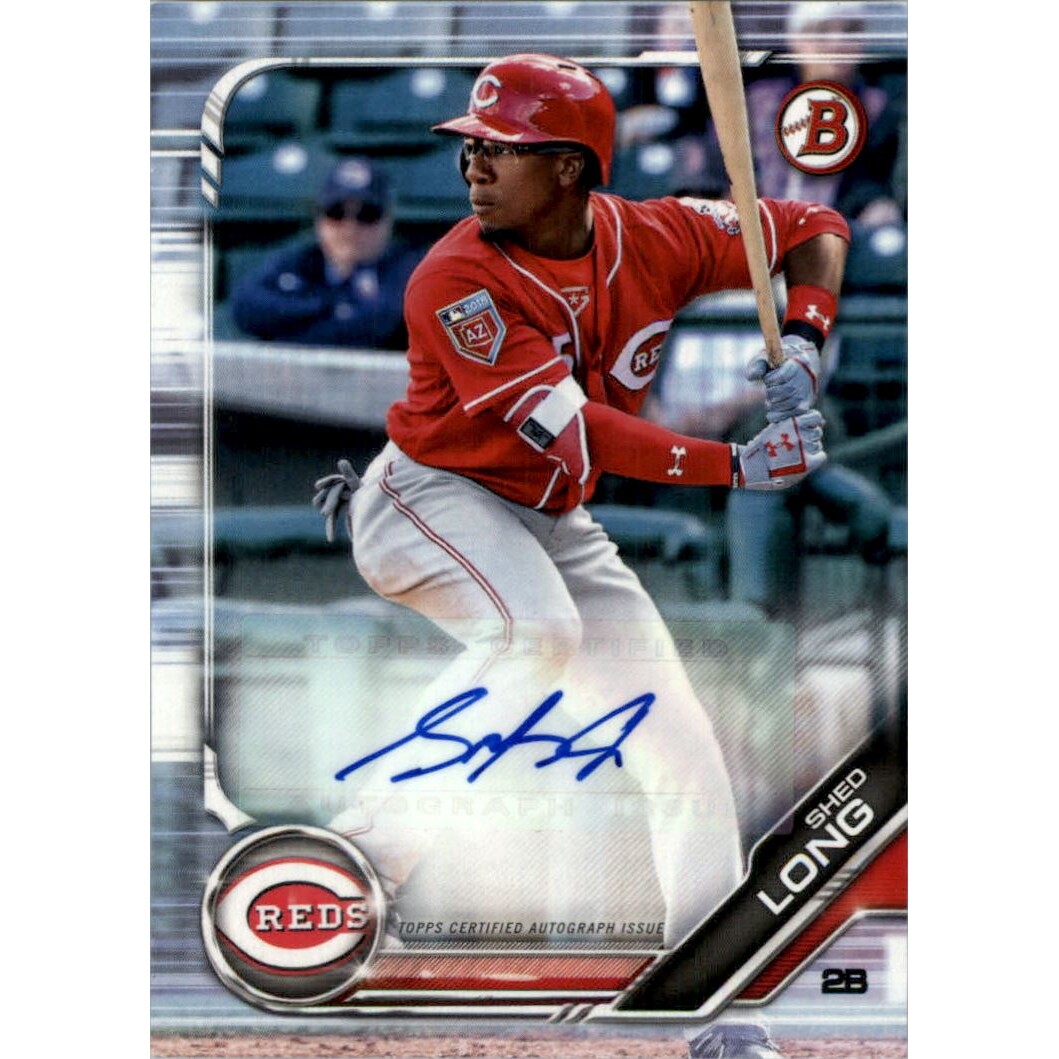 2019 Bowman Prospect Autographs #PASL Shed Long. rookie card picture
