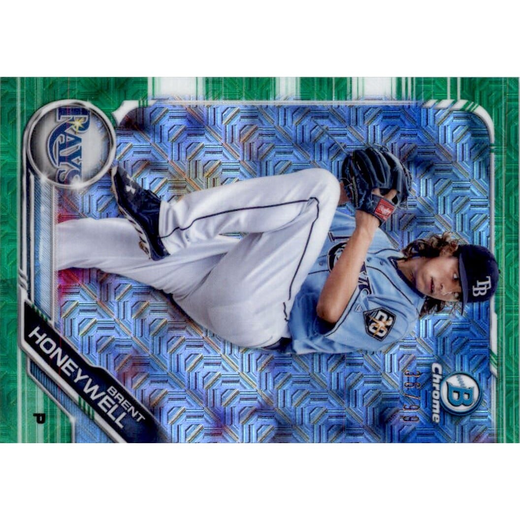 2019 Bowman Chrome Mega Box Prospects Green Refractors #BCP88 Brent Honeywell. rookie card picture