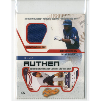2003 Fleer Authentix Game Jersey #AR Alex Rodriguez