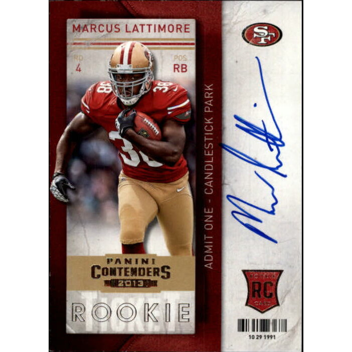 2013 Panini Contenders #223A Marcus Lattimore AU RC. rookie card picture