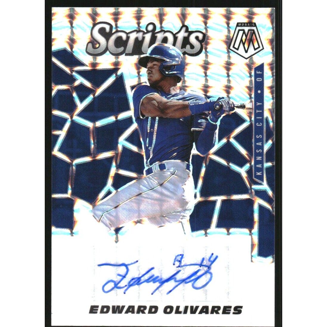 2021 Panini Mosaic Scripts #45 Edward Olivares. rookie card picture