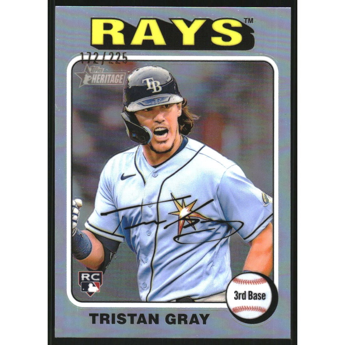 2024 Topps Heritage Chrome Silver Refractors #607 Tristan Gray HN/225. rookie card picture