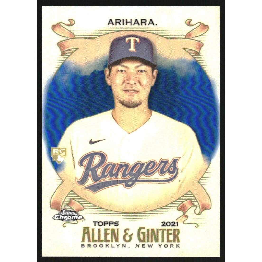 2021 Topps Allen and Ginter Chrome Blue Refractors #202 Kohei Arihara. rookie card picture