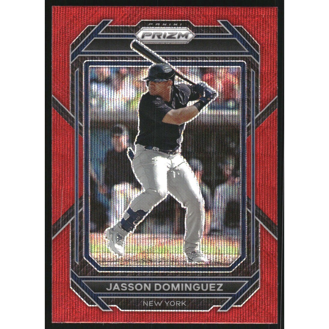 2023 Panini Prizm Prizms Ruby Wave #135 Jasson Dominguez. rookie card picture