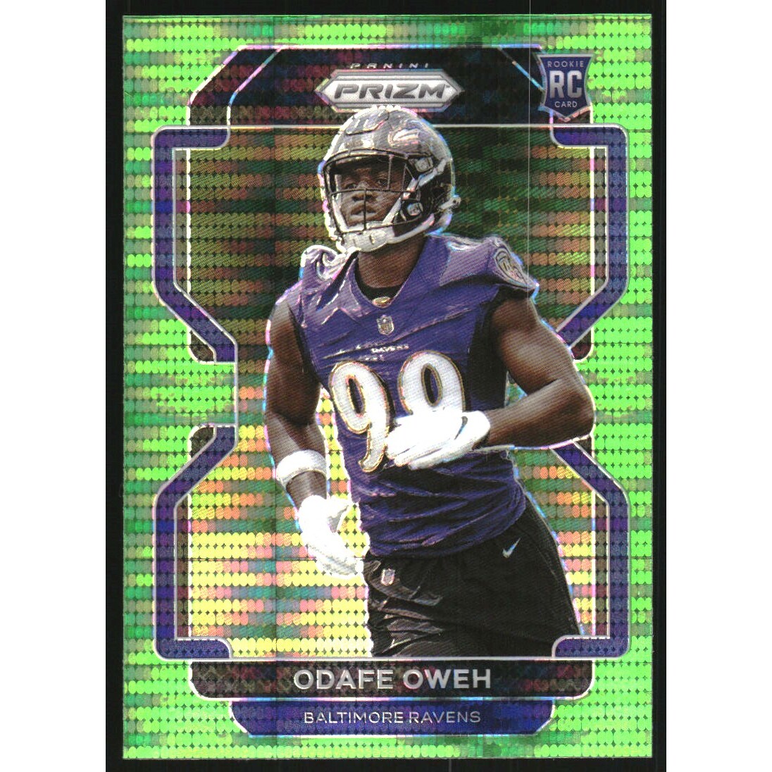 2021 Panini Prizm Prizms Neon Green Pulsar #380 Odafe Oweh. rookie card picture
