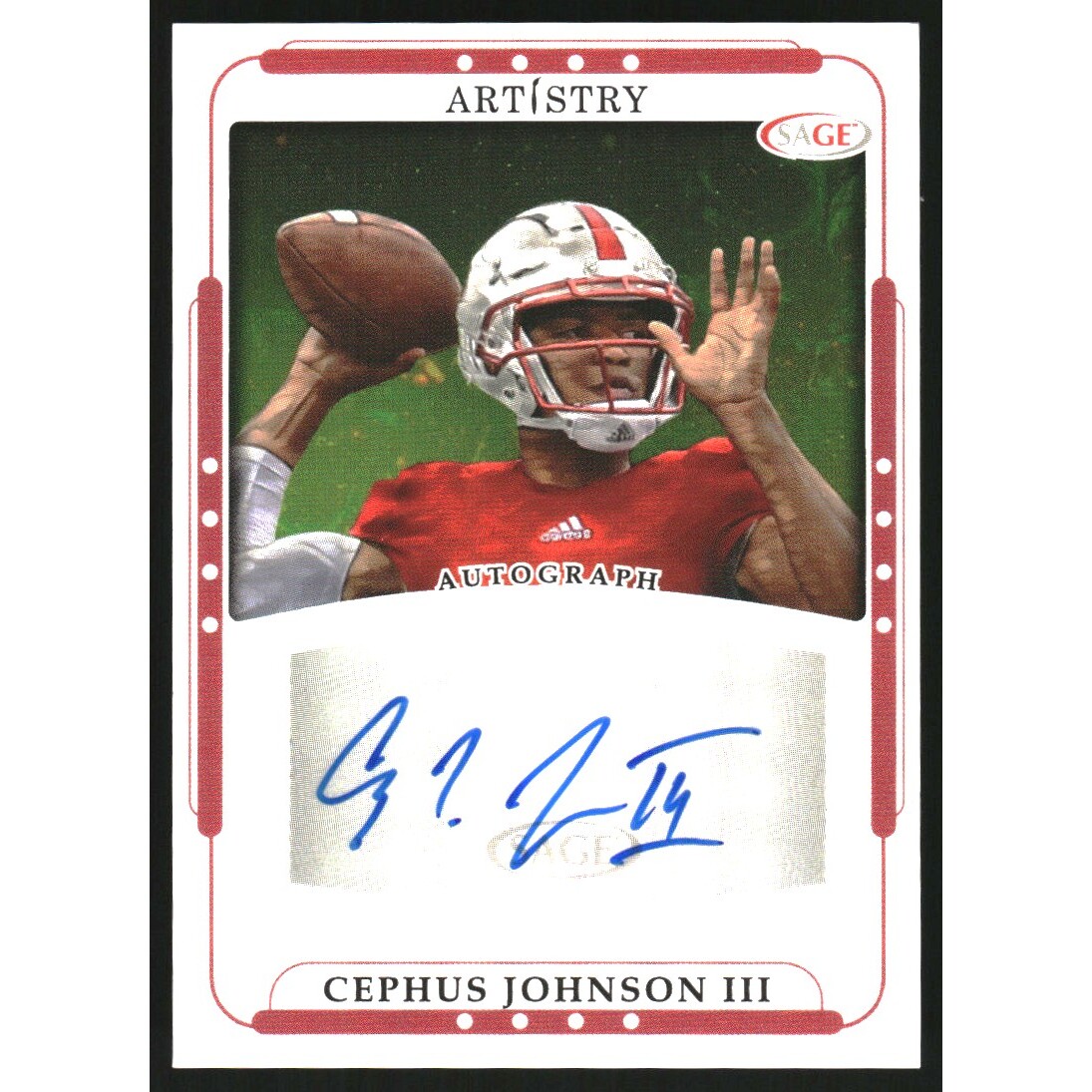 2023 SAGE Artistry Autographs Red #ARTCJ Cephus Johnson III
