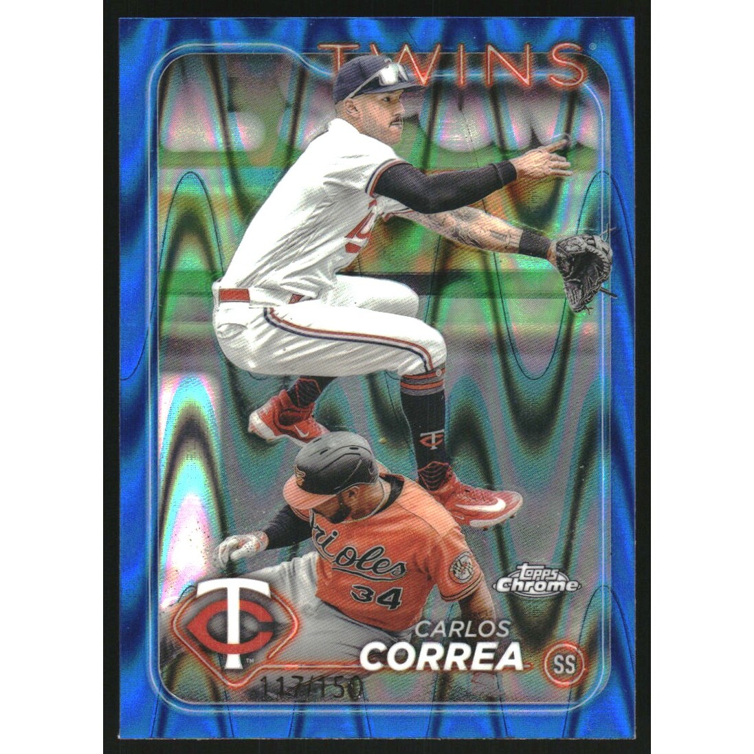 2024 Topps Chrome Blue RayWave Refractors #156 Carlos Correa