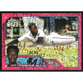2023 Topps Chrome Magenta Speckle Refractors #218 Jazz Chisholm Jr.