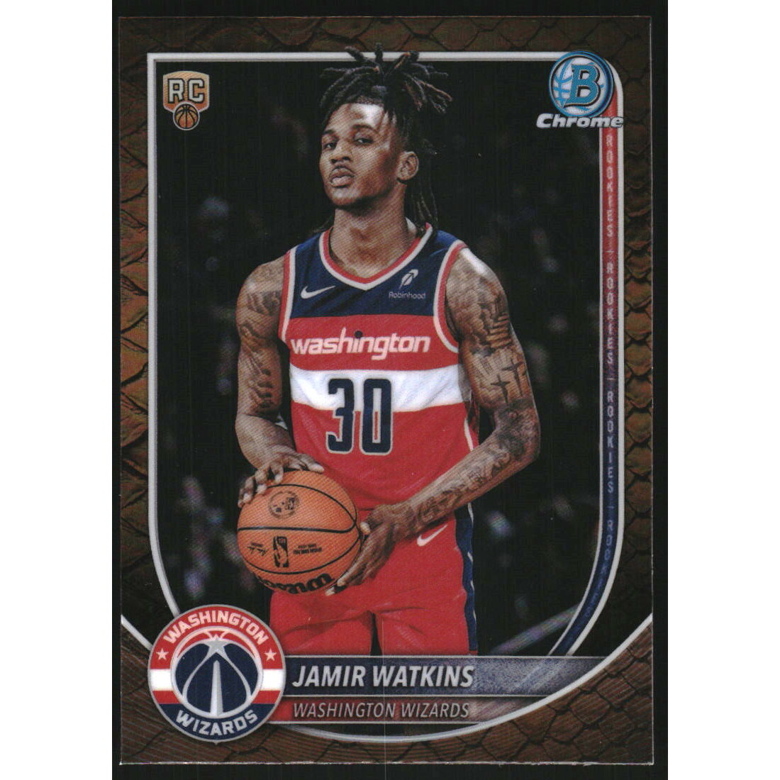 2025-26 Bowman Chrome Reptilian Refractors #BCV44 Jamir Watkins