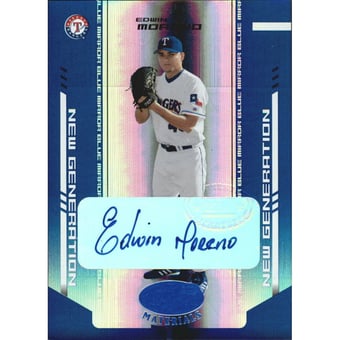 2004 Leaf Certified Materials Mirror Autograph Blue #297 Edwin Moreno NG/100