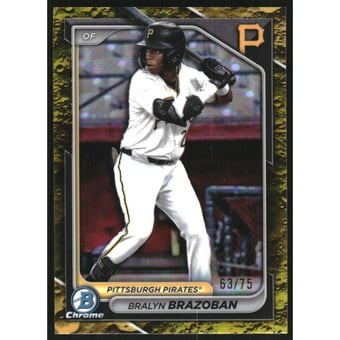 2024 Bowman Chrome Draft Yellow Lunar Refractors #BDC124 Bralyn Brazoban