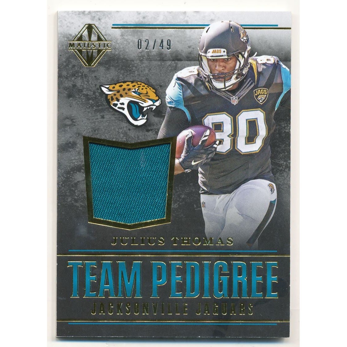 2017 Panini Majestic Team Pedigree Materials Gold #79 Julius Thomas/49. rookie card picture