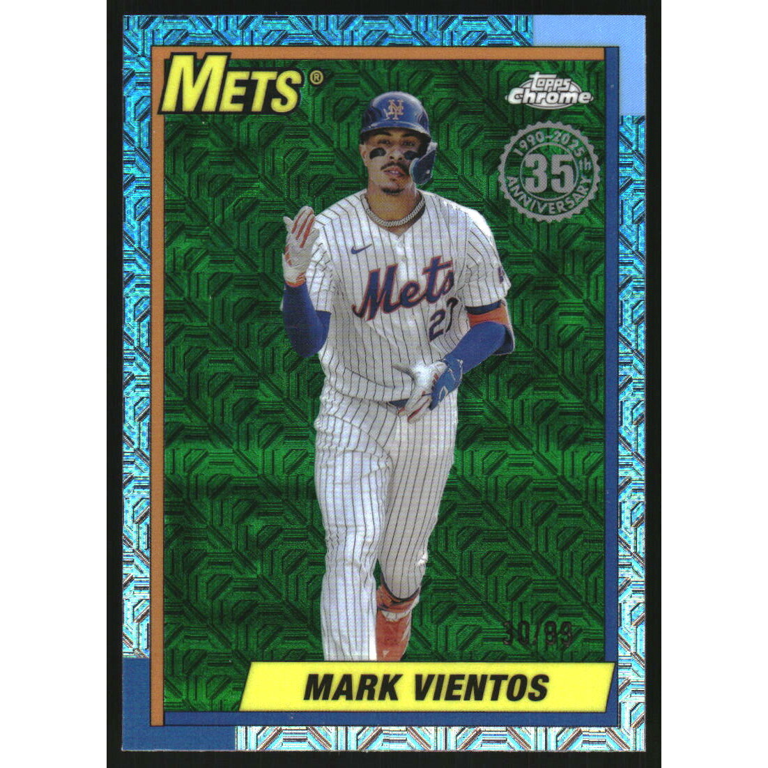 2025 Topps '90 Topps Silver Pack Chrome Green Refractors #T90C129 Mark Vientos. rookie card picture