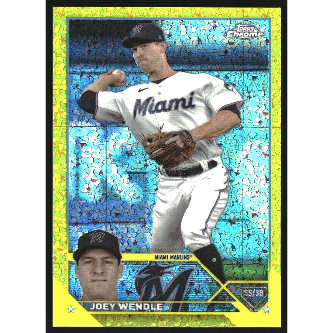 2023 Topps Chrome Update Yellow Mini-Diamond Refractors #USC75 Joey Wendle