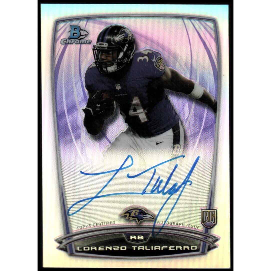 2014 Bowman Chrome Rookie Autographs Refractors #RCRALTA Lorenzo Taliaferro. rookie card picture