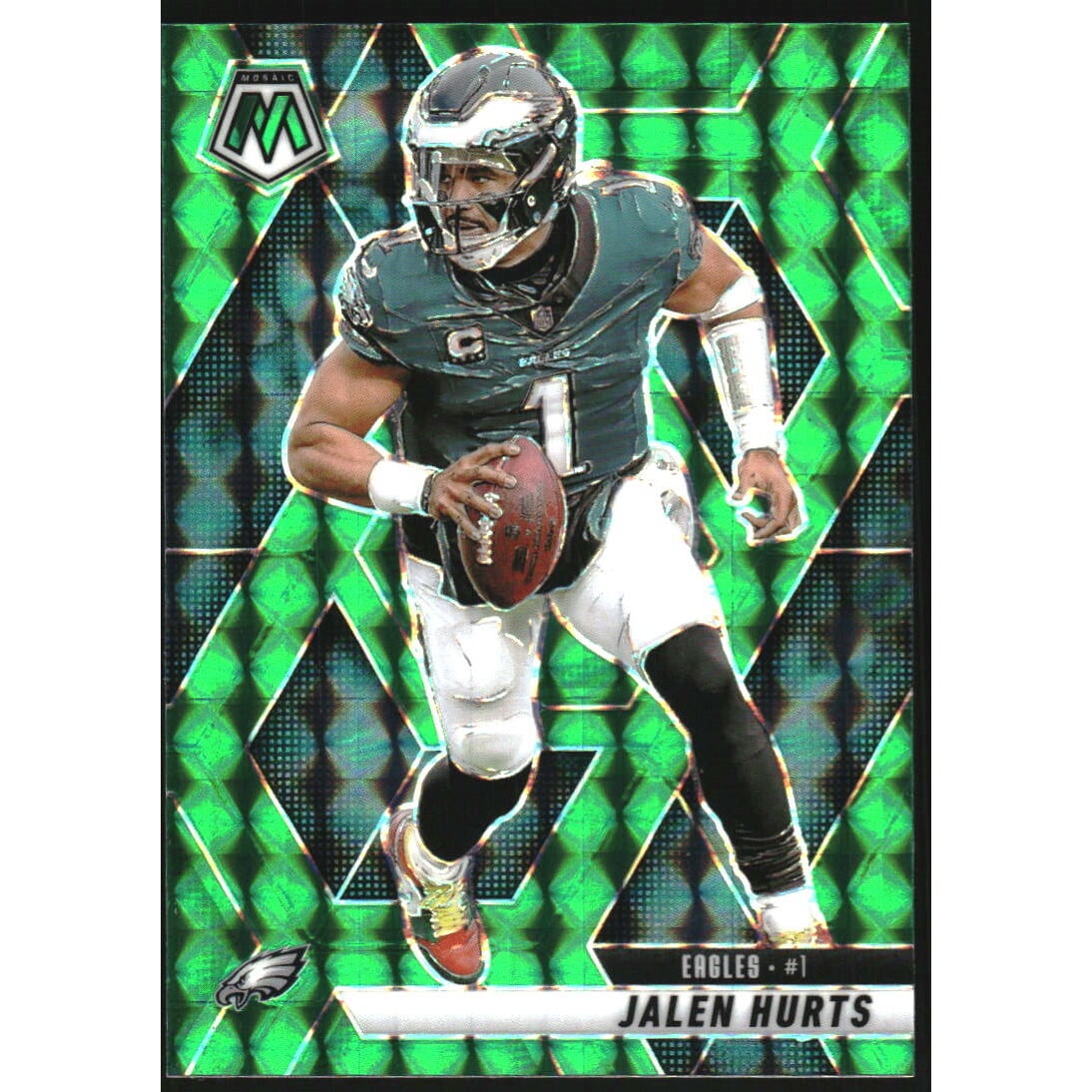 2025 Panini Mosaic Mosaic Green #1 Jalen Hurts. rookie card picture