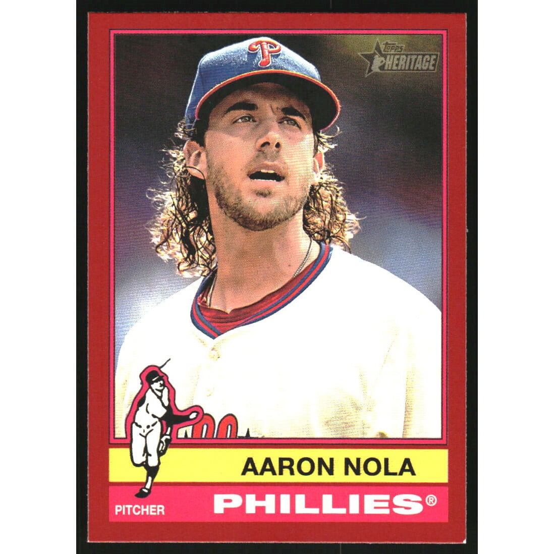 2025 Topps Heritage Red Border #186 Aaron Nola. rookie card picture
