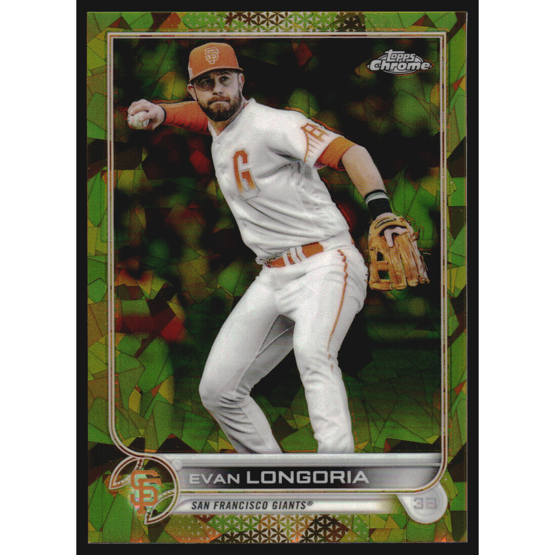 2022 Topps Chrome Sapphire Gold Refractors #617 Evan Longoria. rookie card picture