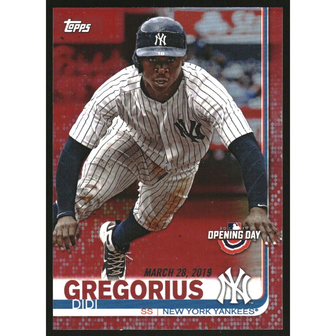 2019 Topps Opening Day Red Foil #166 Didi Gregorius. rookie card picture