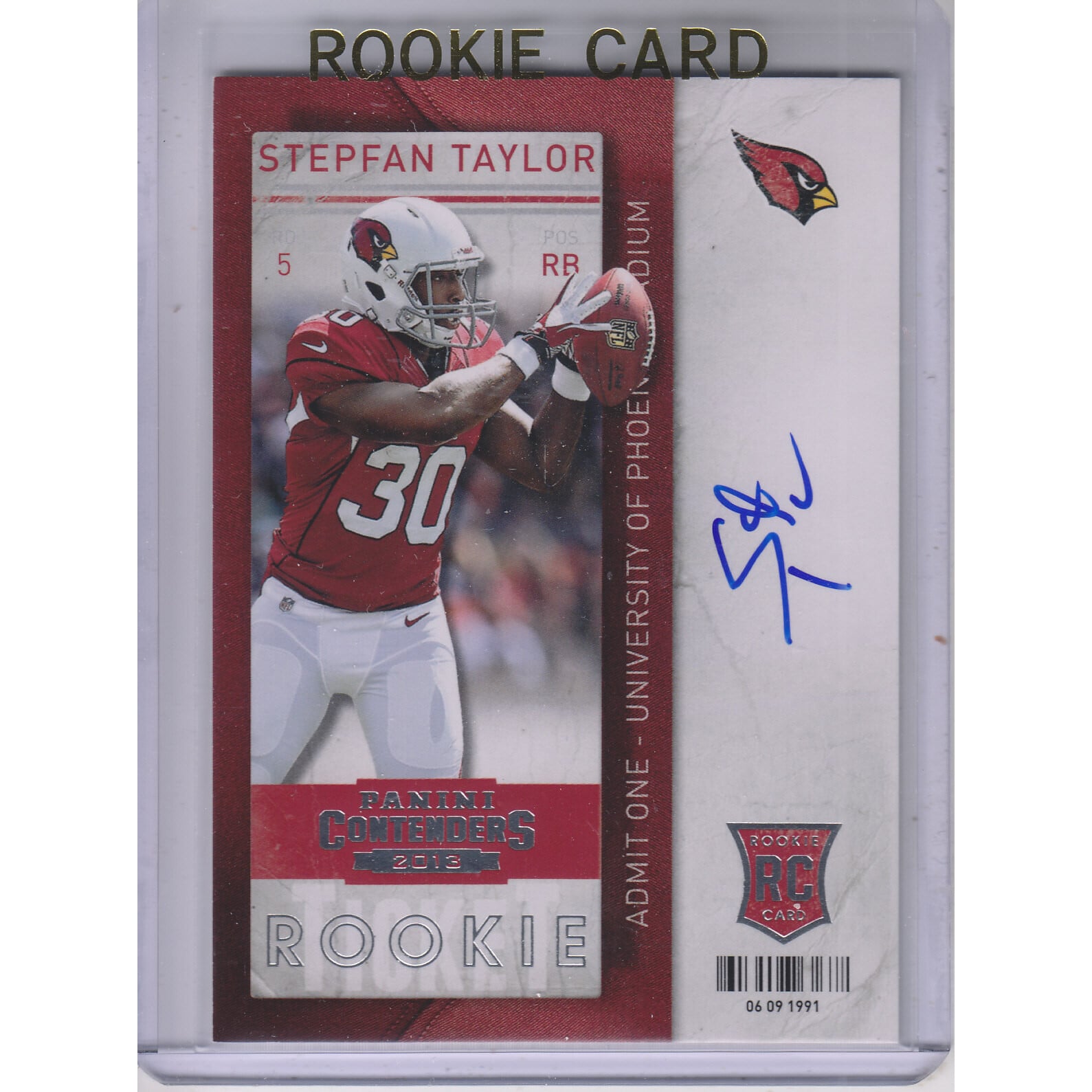 2013 Panini Contenders #234A Stepfan Taylor AU RC. rookie card picture