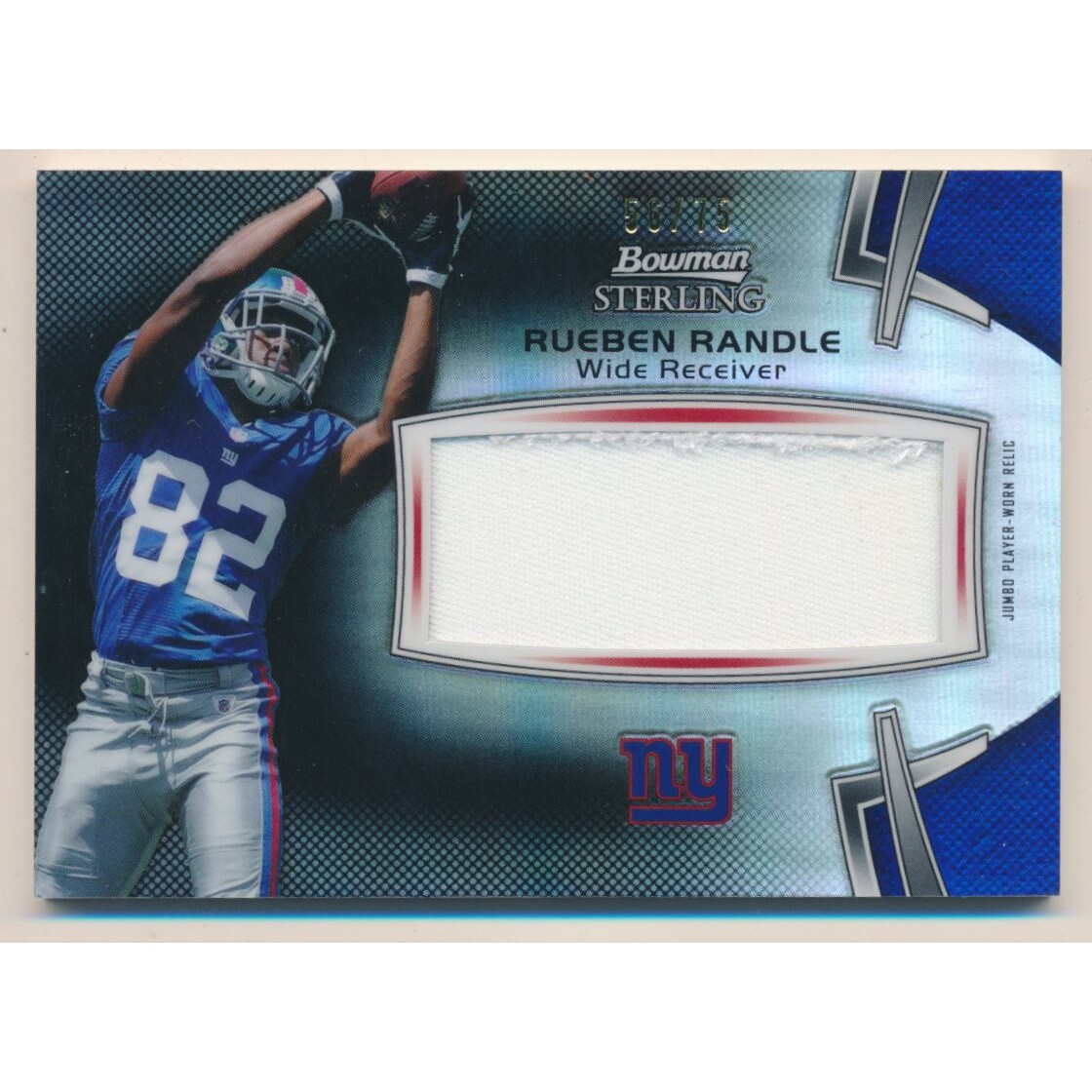 2012 Bowman Sterling Black Refractors #BSJRRRR Rueben Randle JSY/75. rookie card picture