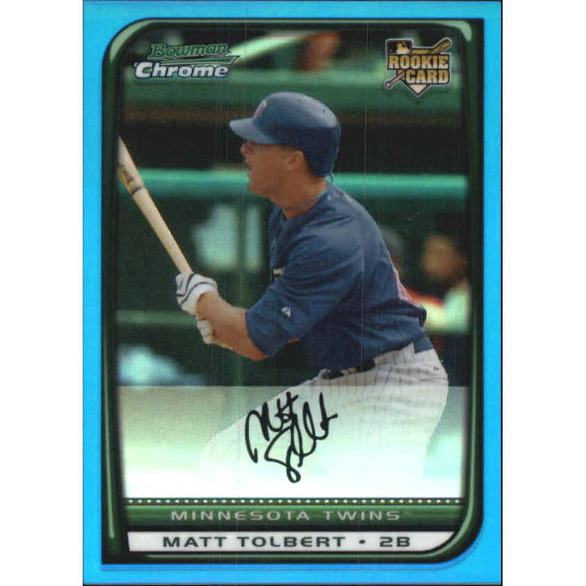 2008 Bowman Chrome Blue Refractors #218 Matt Tolbert. rookie card picture