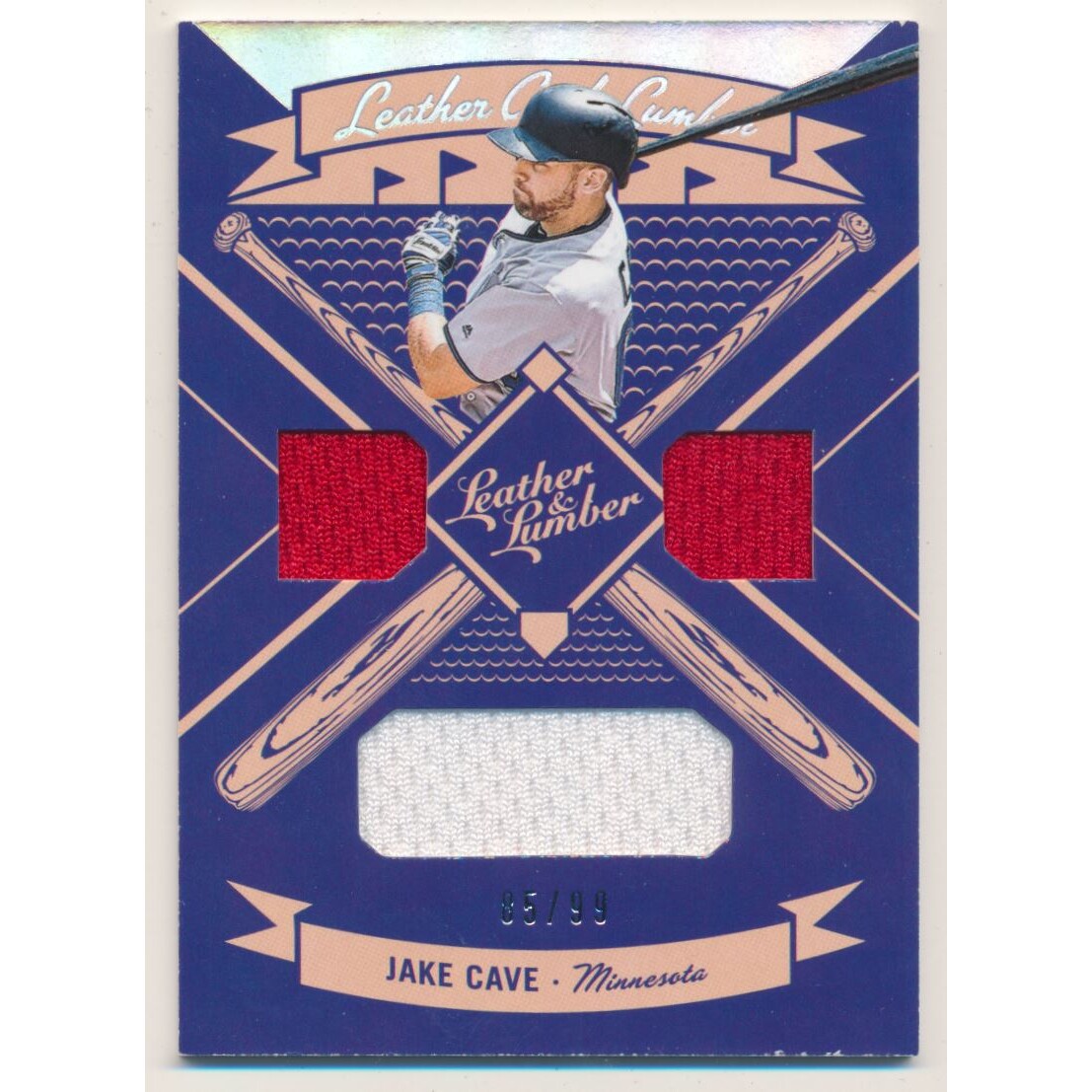 2019 Panini Leather and Lumber Leather and Lumber Triple Jersey Relics Holo Silver #25 Jake Cave/99. rookie card picture