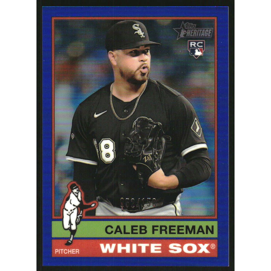 2025 Topps Heritage Chrome Blue Refractors #621 Caleb Freeman