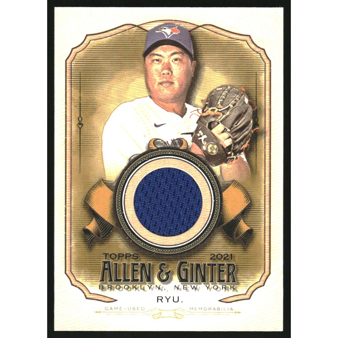 2021 Topps Allen and Ginter Relics #AGAHJR Hyun-Jin Ryu. rookie card picture