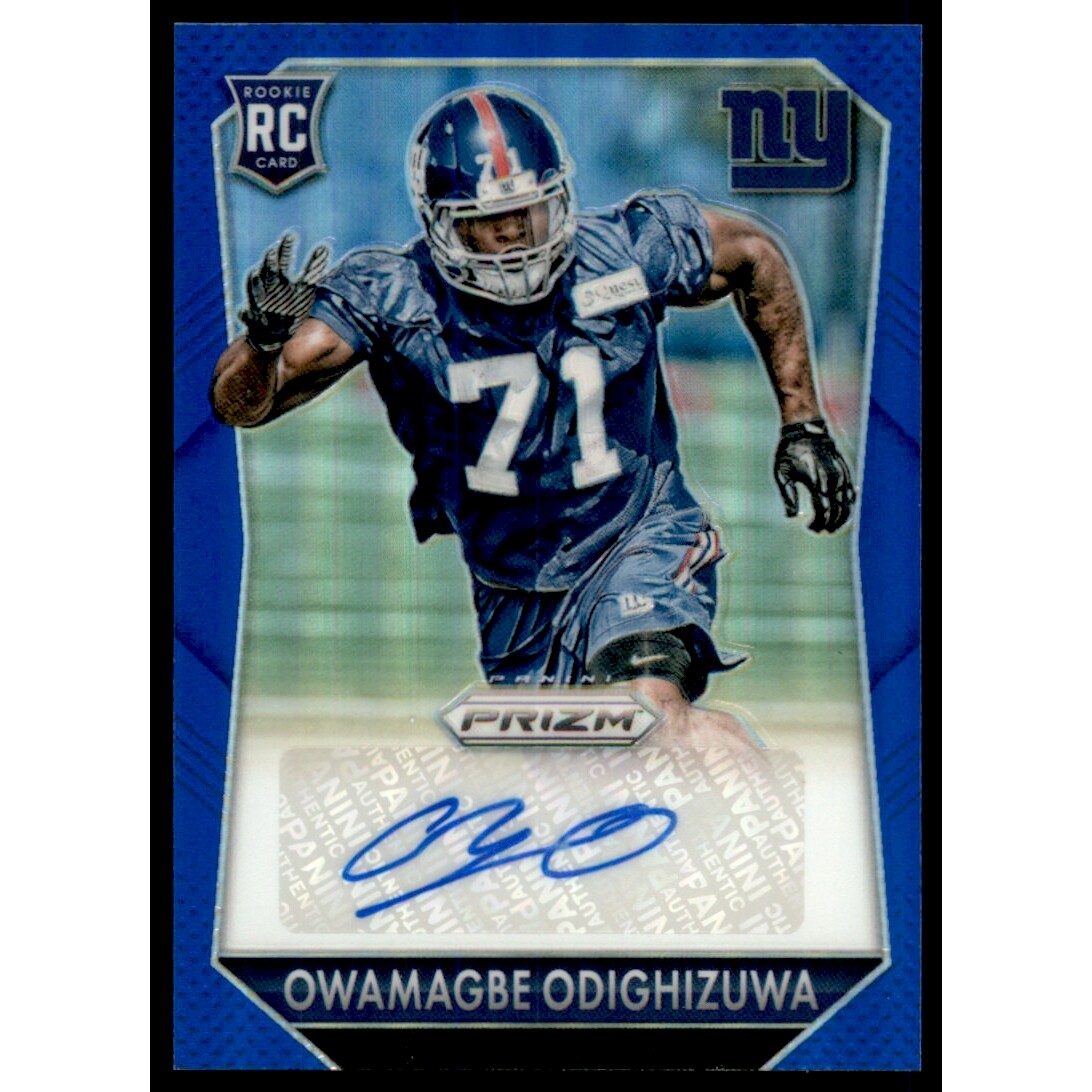 2015 Panini Prizm Rookie Autographs Prizms Blue #RSOO Owamagbe Odighizuwa/199. rookie card picture