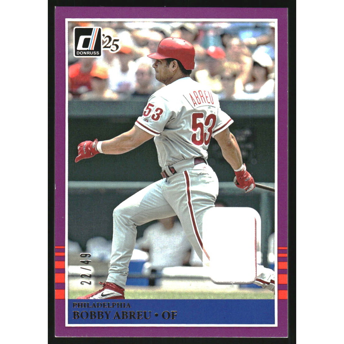 2025 Donruss Retro '85 Materials Purple #14 Bobby Abreu. rookie card picture