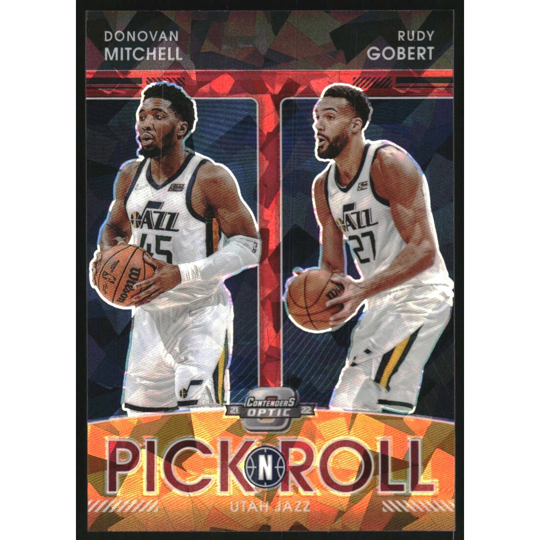 2021-22 Panini Contenders Optic Pick n Roll Red Cracked Ice #11 Rudy Gobert/Donovan Mitchell 2021-22 Panini Contenders Optic Pick n Roll Red Cracked Ice #11 Rudy Gobert/Donovan Mitchell