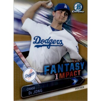 2016 Bowman Chrome Draft Scouts Fantasy Impacts Gold Refractors #BSICD Chase De Jong