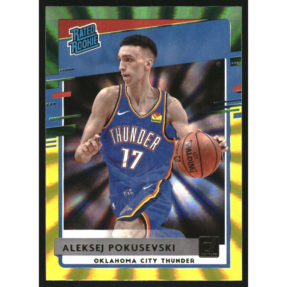 2020-21 Donruss Holo Green and Yellow Laser #209 Aleksej Pokusevski RR 2020-21 Donruss Holo Green and Yellow Laser #209 Aleksej Pokusevski RR