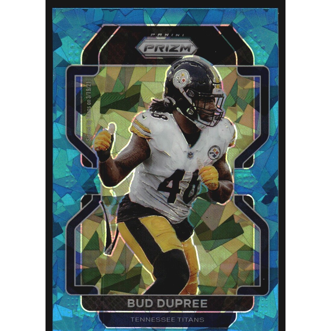 2021 Panini Prizm Prizms Blue Ice #7 Bud Dupree. rookie card picture